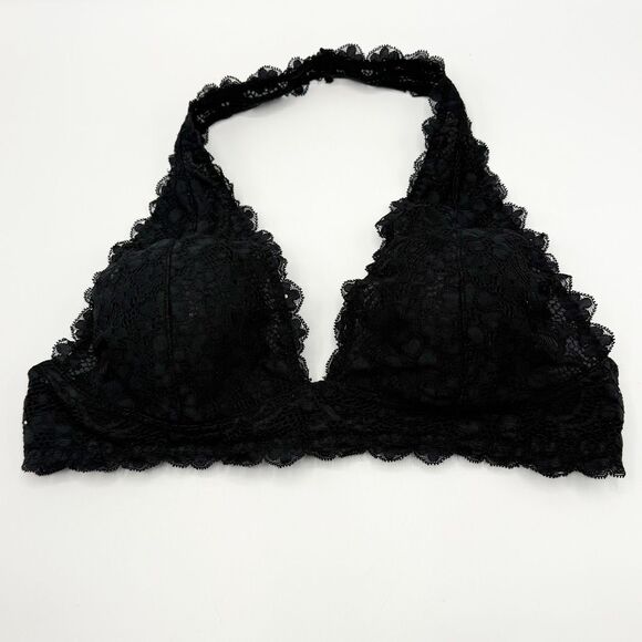 Intimately Free People Black Lace Halter Bralette - Women’s US L - Picture 1 of 10